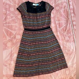 Sparrow Anthropologie Striped Sweater Dress w Lace Inset
